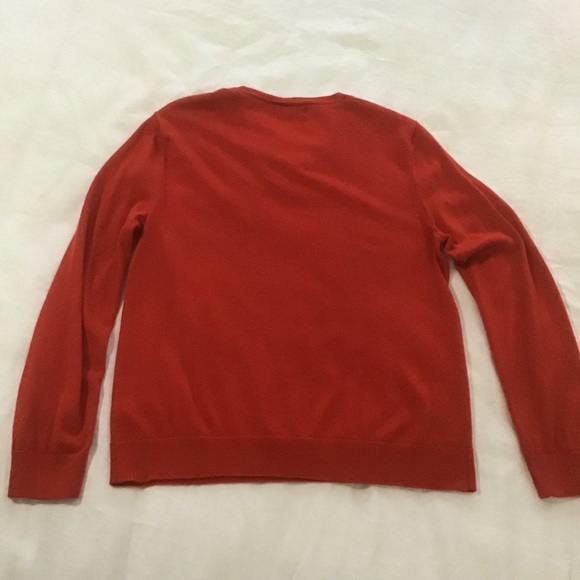 Banana Republic Factory Orangey Red Merino Wool V Neck Sweater, Size L - Picture 2 of 13
